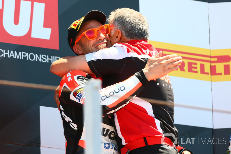 Podium: Race winner Marco Melandri, Ducati Team