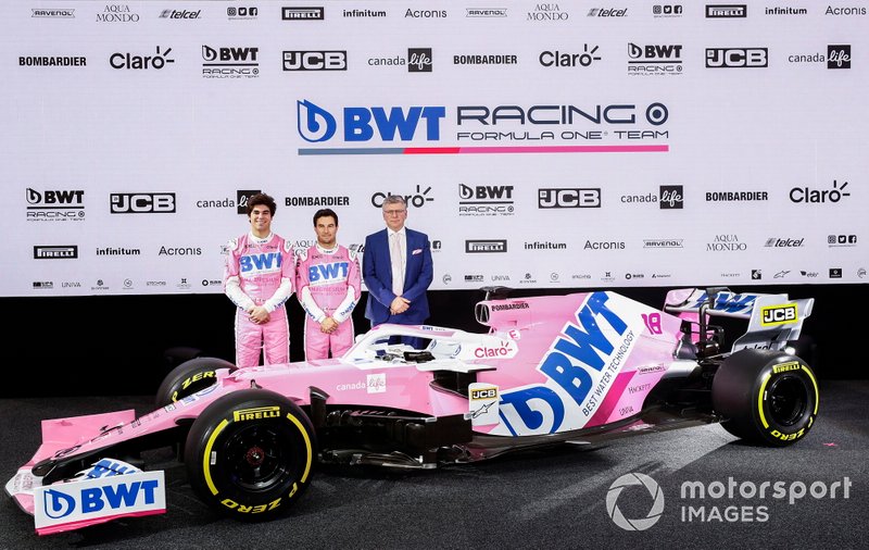 Sergio Perez, Racing Point, Lance Stroll, Racing Point, y Otmar Szafnauer, jefe y CEO, Racing Point