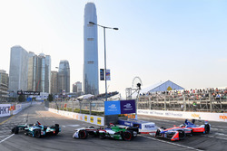 Oliver Turvey, NIO Formula E Team, leads Daniel Abt, Audi Sport ABT Schaeffler, Nick Heidfeld, Mahin