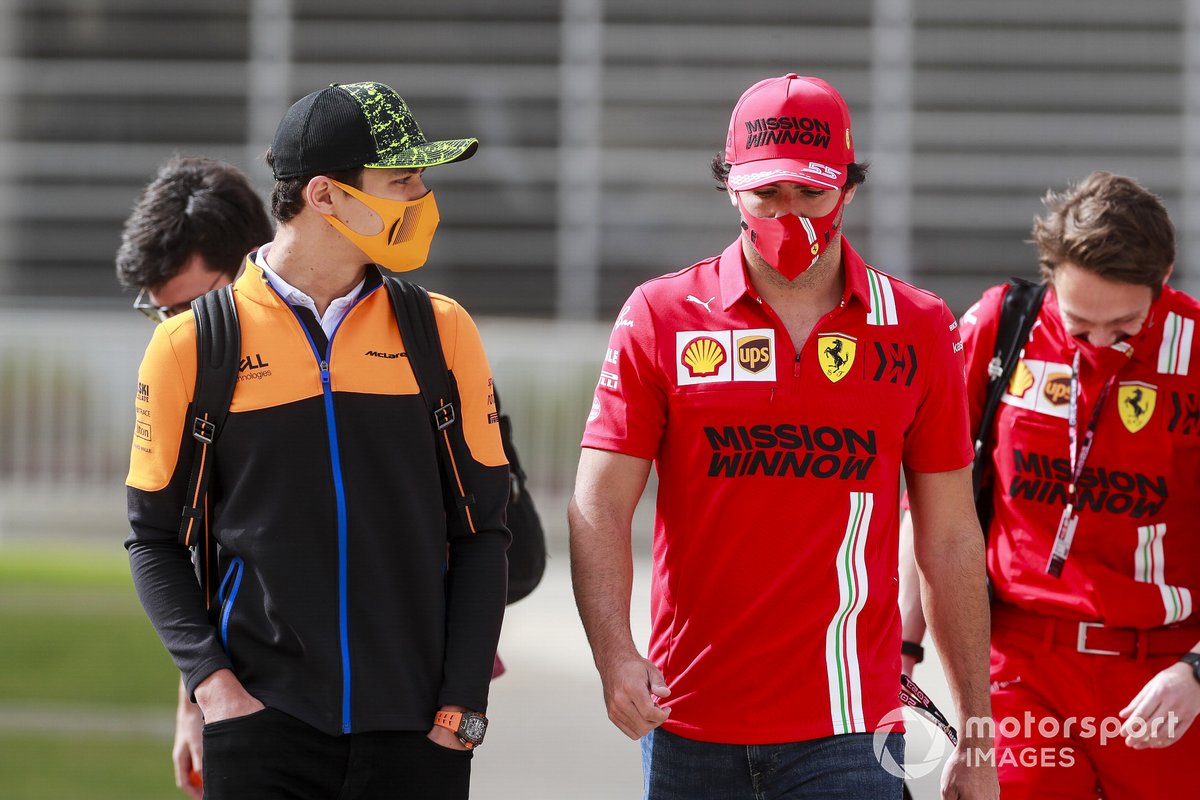 Lando Norris, McLaren and Carlos Sainz Jr., Ferrari