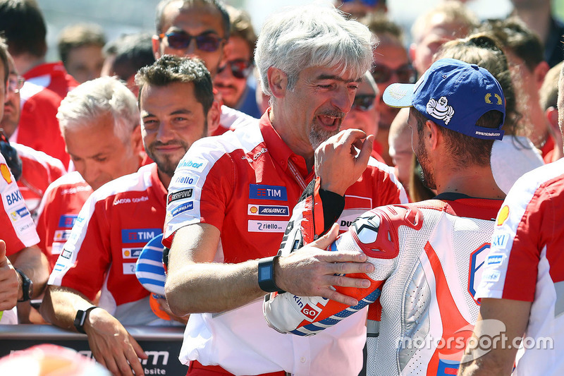Winner Andrea Iannone, Ducati Team and Gigi Dall'Igna, Ducati Team General Manager
