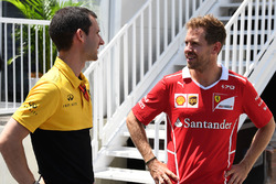 Sebastian Vettel, Ferrari and Remi Taffin, Head of Renault Sport F1 Track Operations