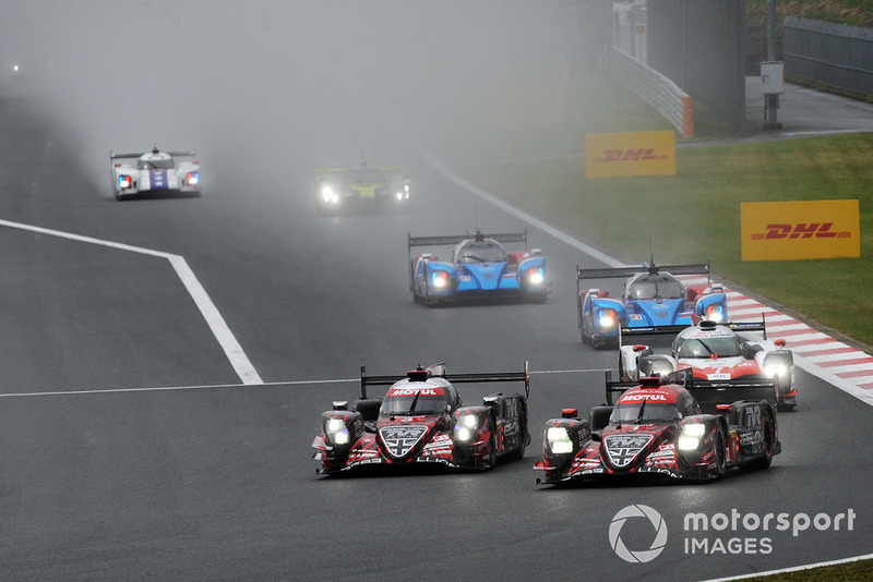 #3 Rebellion Racing Rebellion R-13: Mathias Beche, Gustavo Menezes, Thomas Laurent, #1 Rebellion Racing Rebellion R-13: Andre Lotterer, Neel Jani, Bruno Senna