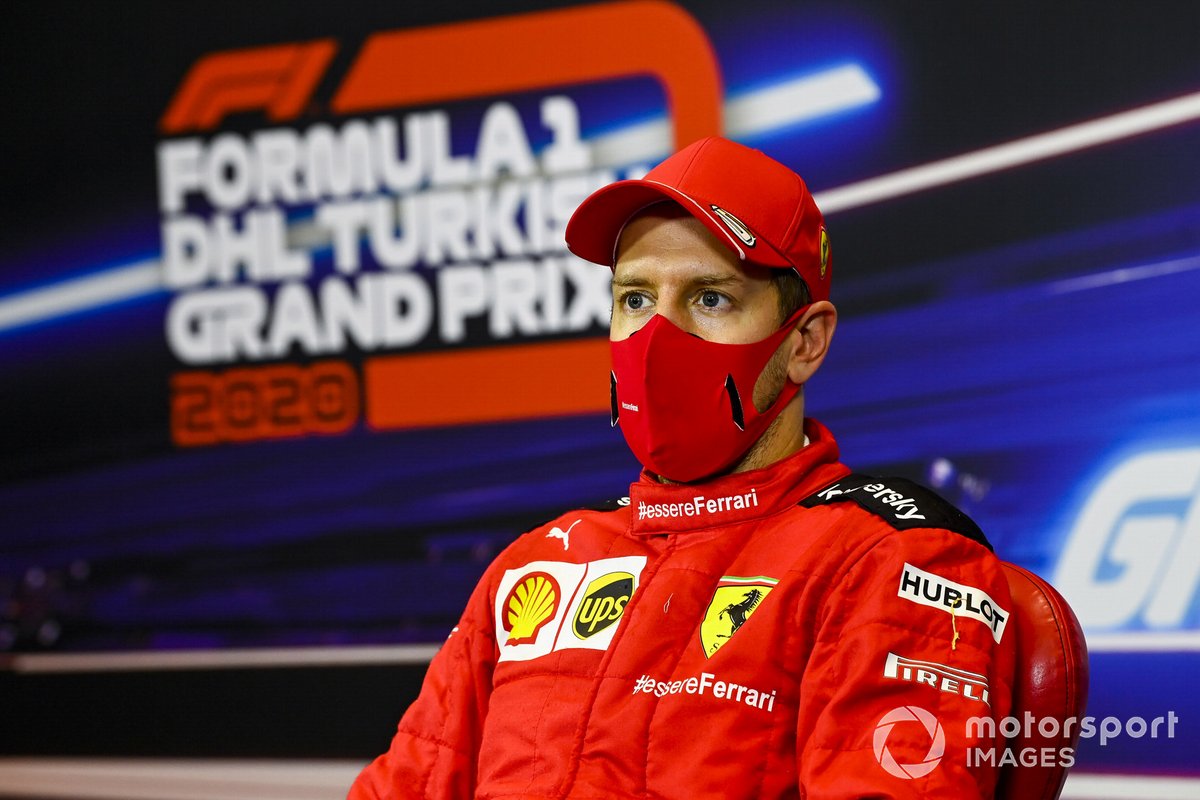Sebastian Vettel, Ferrari in the press conference