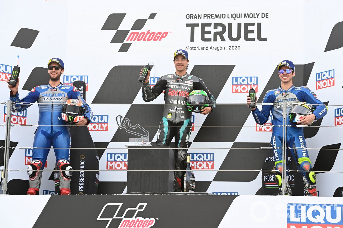 Alex Rins, Team Suzuki MotoGP, Franco Morbidelli, Petronas Yamaha SRT, Joan Mir, Team Suzuki MotoGP