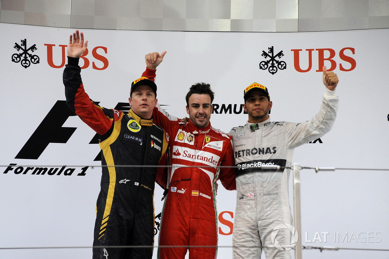2013: 1. Фернандо Алонсо, 2. Кими Райкконен, 3. Льюис Хэмилтон