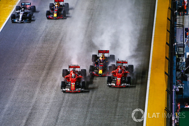Зіткнення Себастьяна Феттеля, Ferrari SF70H, Макса Ферстаппена, Red Bull Racing RB13, та Кімі Райкко