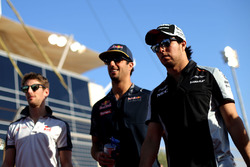 Sergio Perez, Sahara Force India F1, Daniel Ricciardo, Red Bull Racing and Romain Grosjean, Haas F1