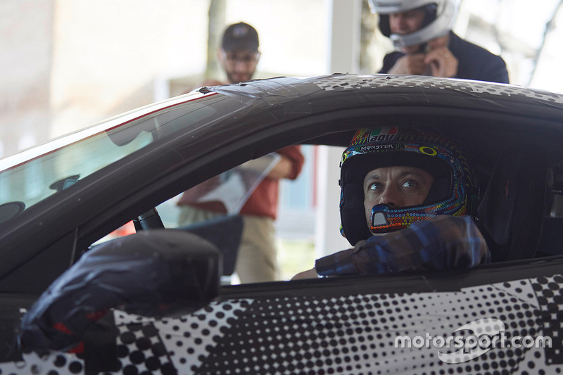 Valentino Rossi testing the Ferrari 488 Pista