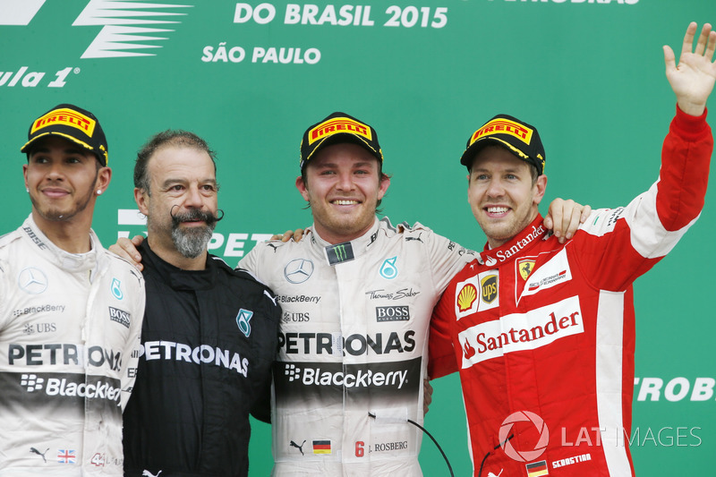 2015: 1. Nico Rosberg, 2. Lewis Hamilton, 3. Sebastian Vettel