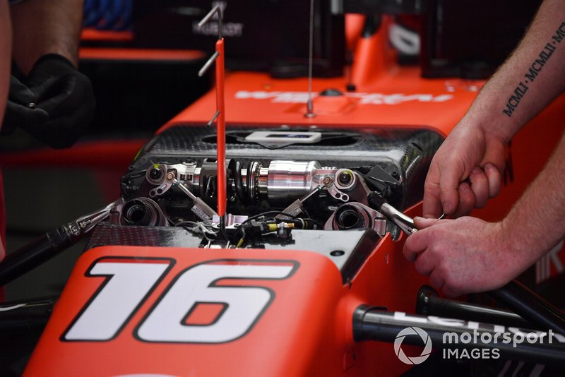 The nose of the car of Charles Leclerc, Ferrari SF90