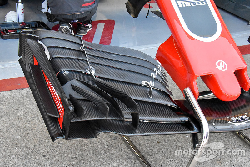 Haas F1 Team VF-18, dettaglio dell'ala anteriore