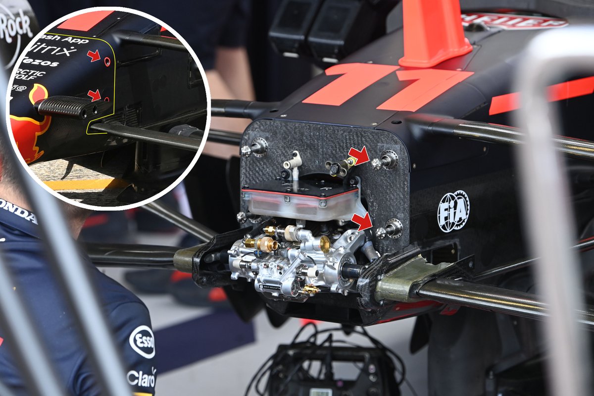 Detalle del conjunto de dirección del Red Bull Racing RB18