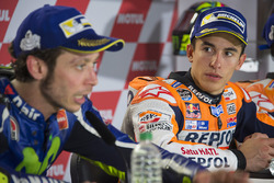 Second place Valentino Rossi, Yamaha Factory Racing, winner Marc Marquez, Repsol Honda Team