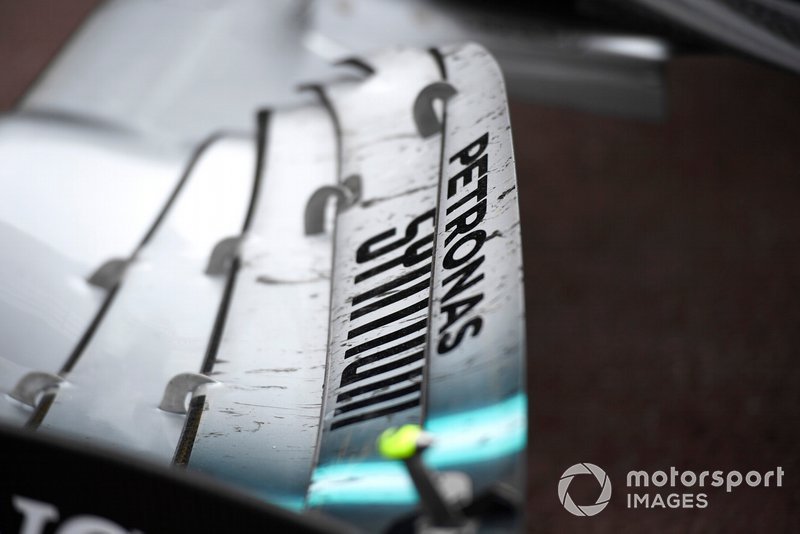 The front wing of Lewis Hamilton, Mercedes AMG F1 W10, after the race