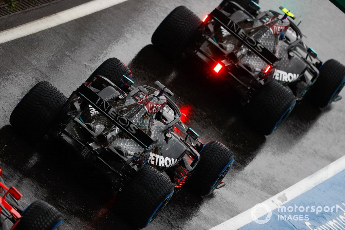 Lewis Hamilton, Mercedes F1 W11 EQ Performance, and Valtteri Bottas, Mercedes F1 W11 EQ Performance