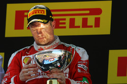 Kimi Raikkonen, Ferrari celebrates his second position on the podium