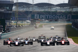 Jake Dennis, Arden International leads the start of the second GP3 race