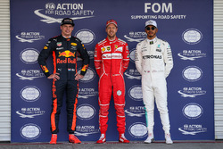 Pole pozisyonu Sebastian Vettel, Ferrari,2. Max Verstappen, Red Bull Racing, 3. Lewis Hamilton, Mer