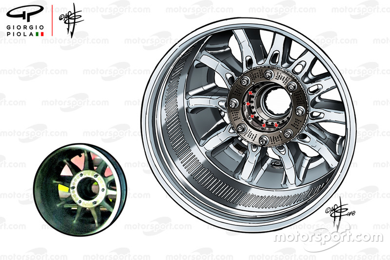 Mercedes AMG F1 W09 vergelijking binnenzijde velg