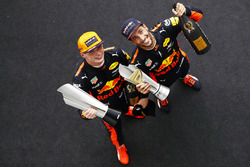 Winner Max Verstappen, Red Bull Racing, Daniel Ricciardo, Red Bull Racing, celebrate on the podium