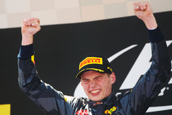 Race winner Max Verstappen, Red Bull Racing celebrates on the podium