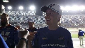 Connor Zilisch reacts to earning his seventh win of the season