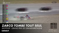 Johann Zarco chute et voit ses chances de victoire s'envoler