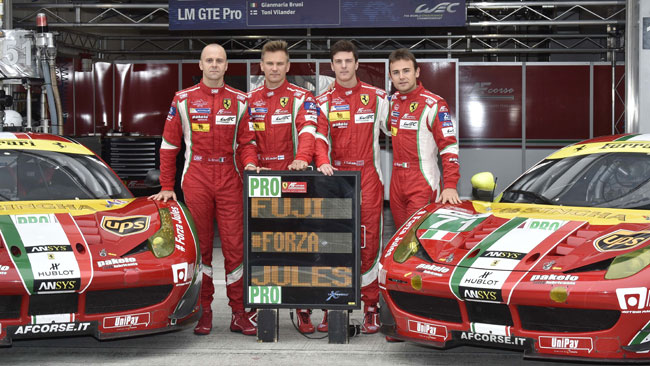 Un messaggio per Bianchi dai piloti Ferrari nel WEC