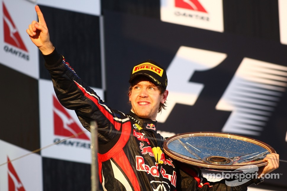 Podium: first place Sebastian Vettel, Red Bull Racing