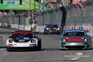 #44 Flying Lizard Motorsports Porsche 911 GT3 RSR: Darren Law, Seth Neiman, #48 Paul Miller Racing Porsche 911 GT3 RSR: Bryce Miller, Sascha Maassen
