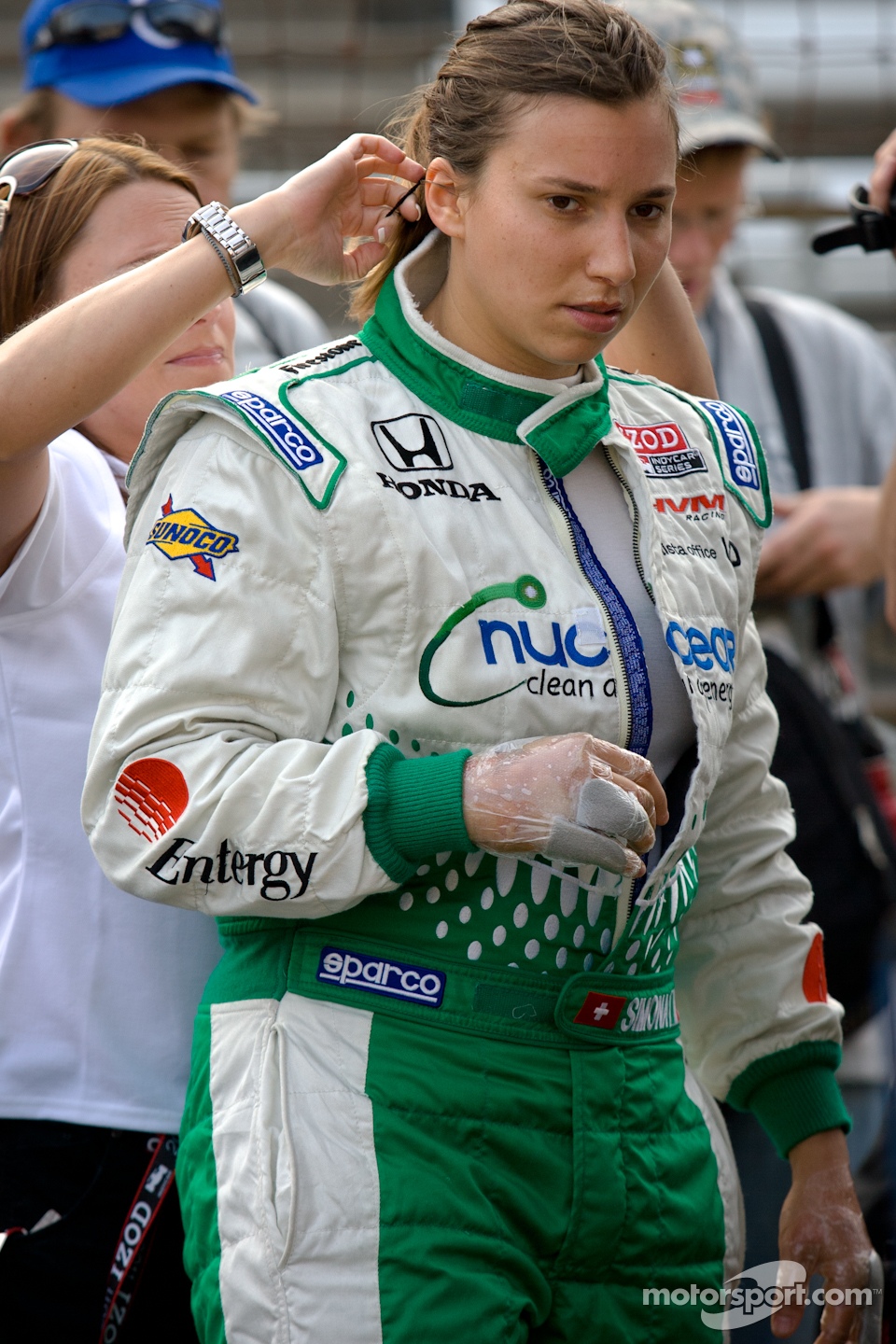 Simona de Silvestro, Nuclear Clean Air Energy HVM Racing climbs back in her backup car after her crash on Thursday