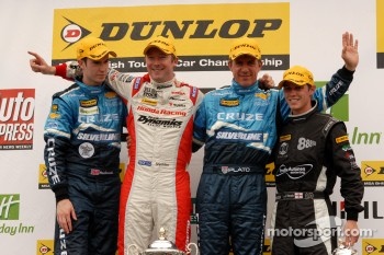Round 10 Podium: 1st Gordon Shedden, 2nd Jason Plato, 3rd Alex MacDowall and Independent Winner James Nash