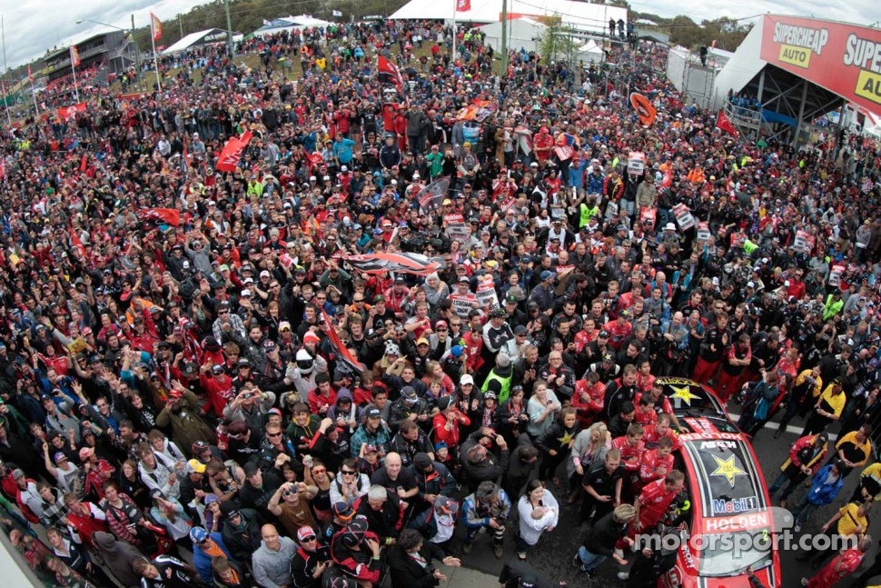 The crowd below the podium