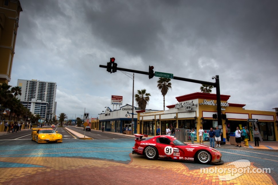 Daytona 24 Hours 50th anniversary parade in the street of Daytona Beach