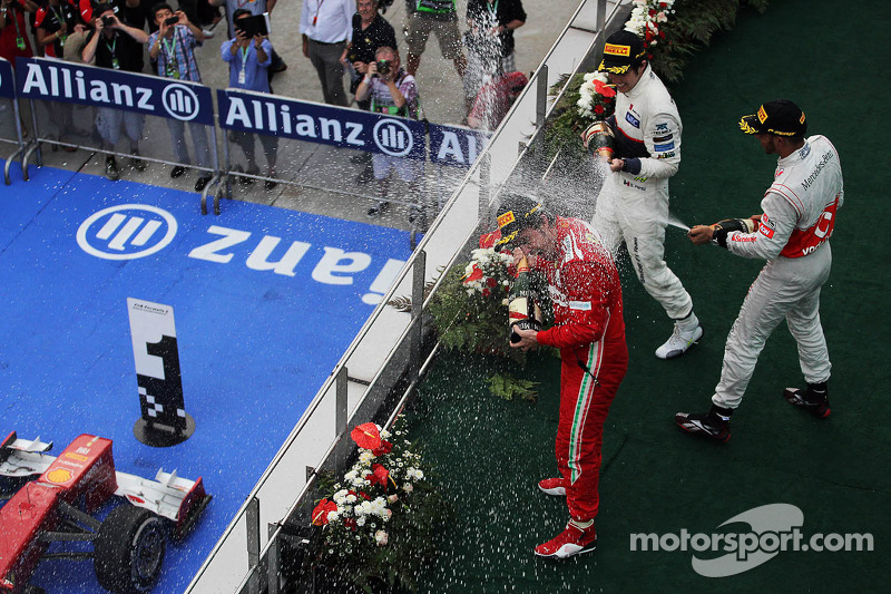 2012: 1. Fernando Alonso, 2. Sergio Perez, 3. Lewis Hamilton