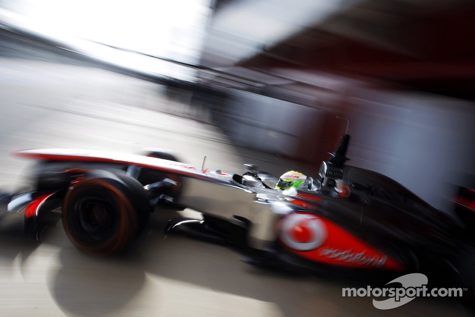 Sergio Perez, McLaren MP4-28 leaves the pits