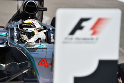 Ganador de la carrera, Lewis Hamilton celebra en su Mercedes AMG F1 W06