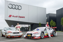 Hans-Joachim Stuck mit Mattias Ekström, zur Feier der Retrolackierung am Audi von Ekström in Erinnerung an den ersten Audi-DTM-Sieg am Norisring 1990