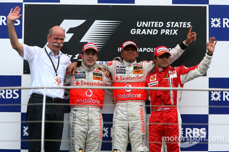 2007: 1. Lewis Hamilton, 2. Fernando Alonso, 3. Felipe Massa