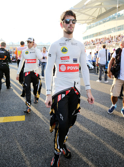 Romain Grosjean, Lotus F1 Team, in der Startaufstellung