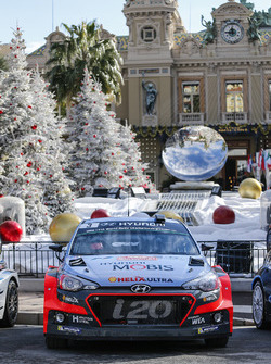 The 2016 Hyundai Motorsport factory entry on display on the Casino square