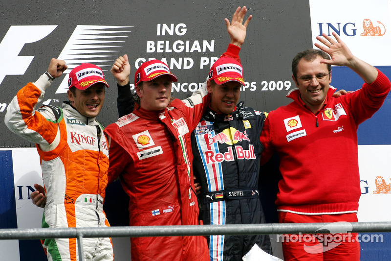 2009: 1. Kimi Raikkonen, 2. Giancarlo Fisichella, 3. Sebastian Vettel