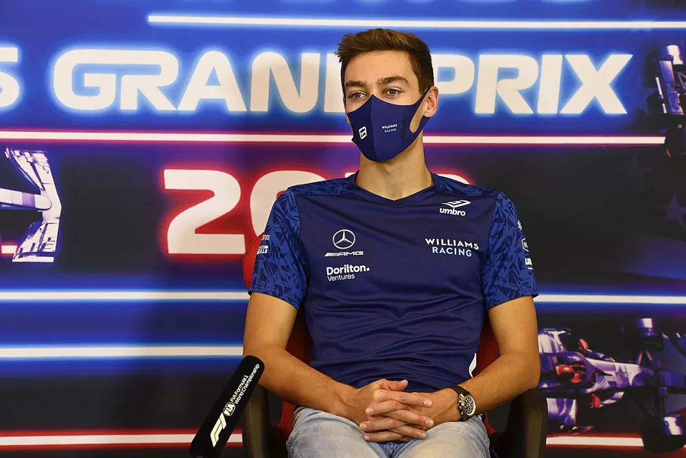 George Russell, Williams in the drivers press conference