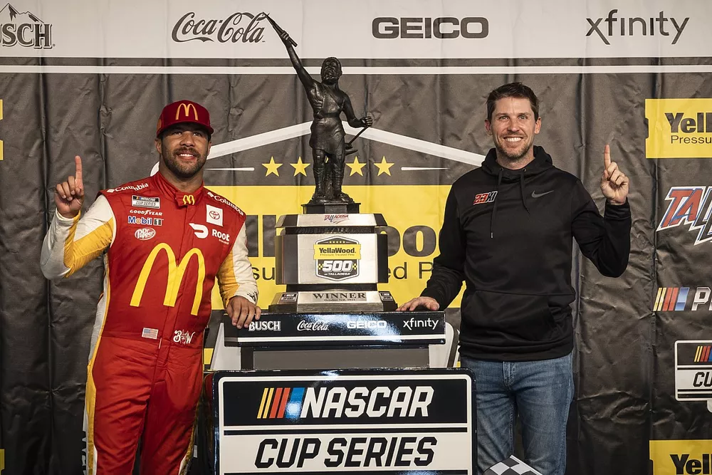 Race winner Bubba Wallace, 23XI Racing, Toyota Camry McDonald's celebrates in victory lane