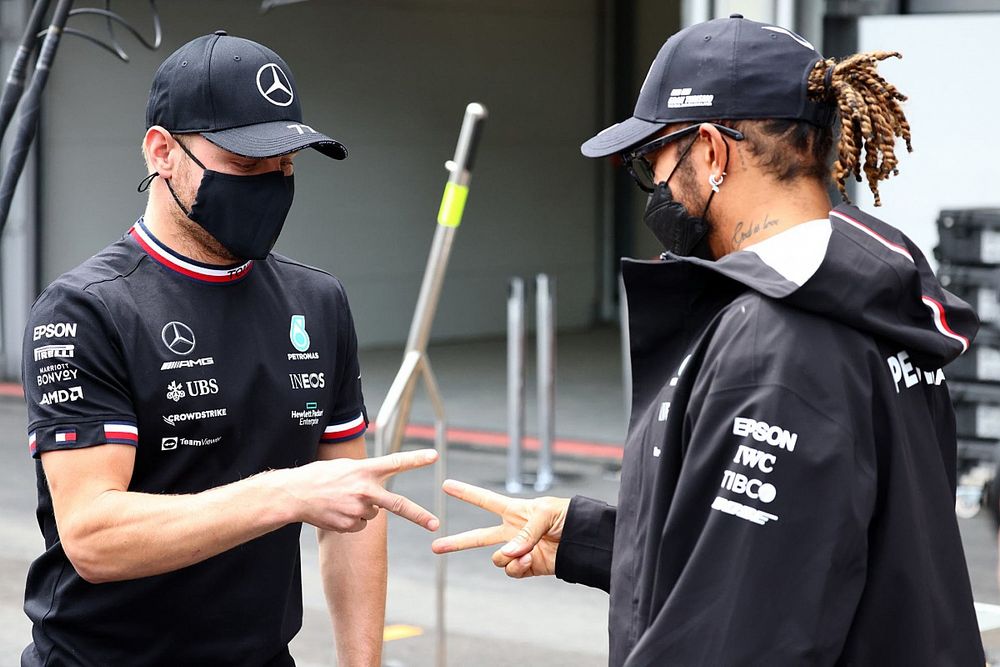 Valtteri Bottas, Mercedes, and Lewis Hamilton, Mercedes