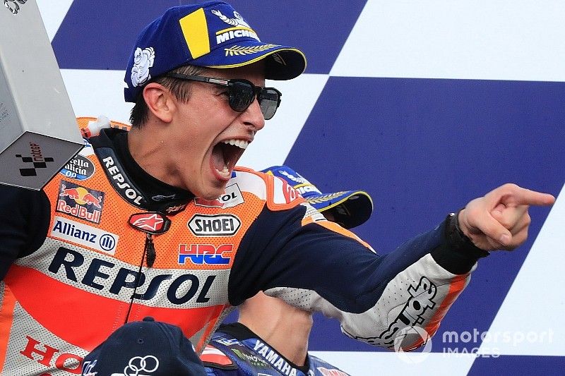 Podium : le vainqueur Marc Marquez, Repsol Honda Team