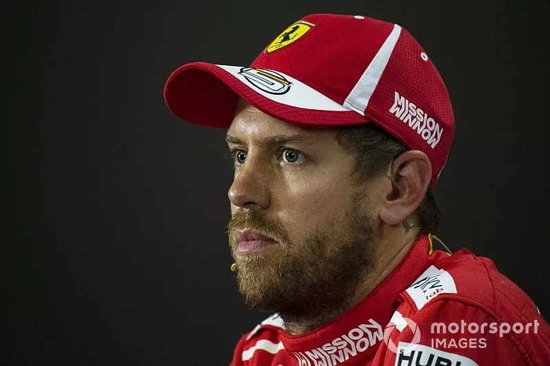 Sebastian Vettel, Ferrari in the press conference 
