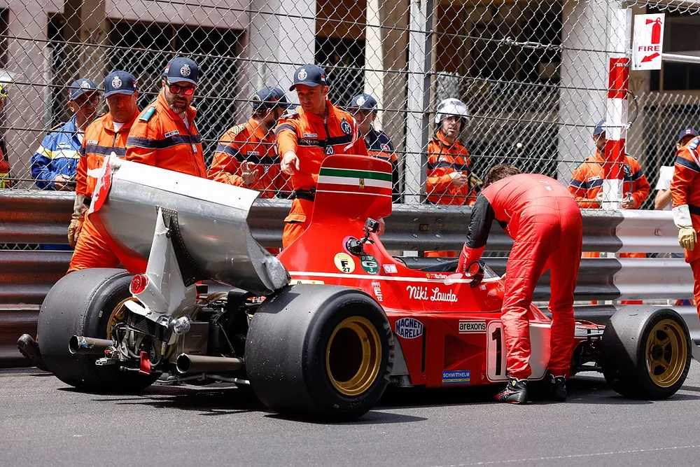 Charles Leclerc, Ferrari 312 B3 after the crash