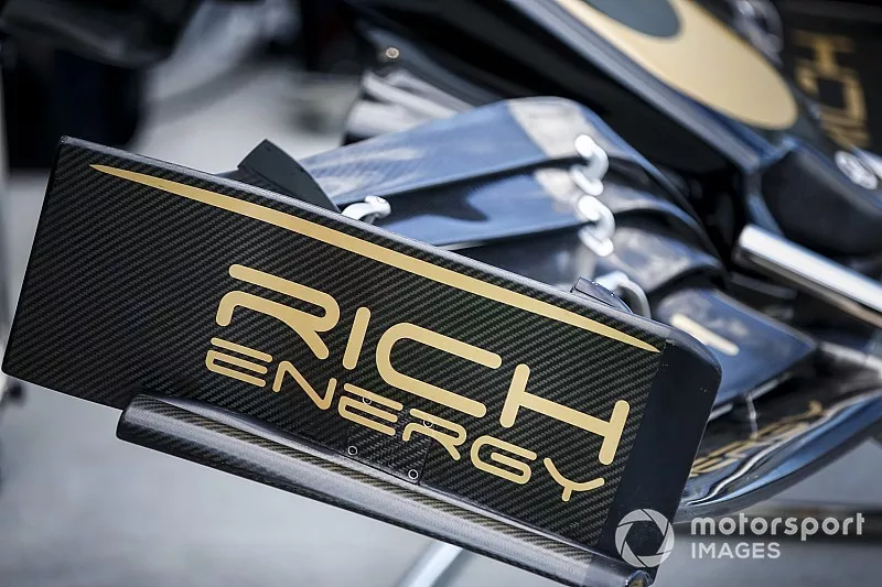 Haas engine cover with removed Rich Energy Logo